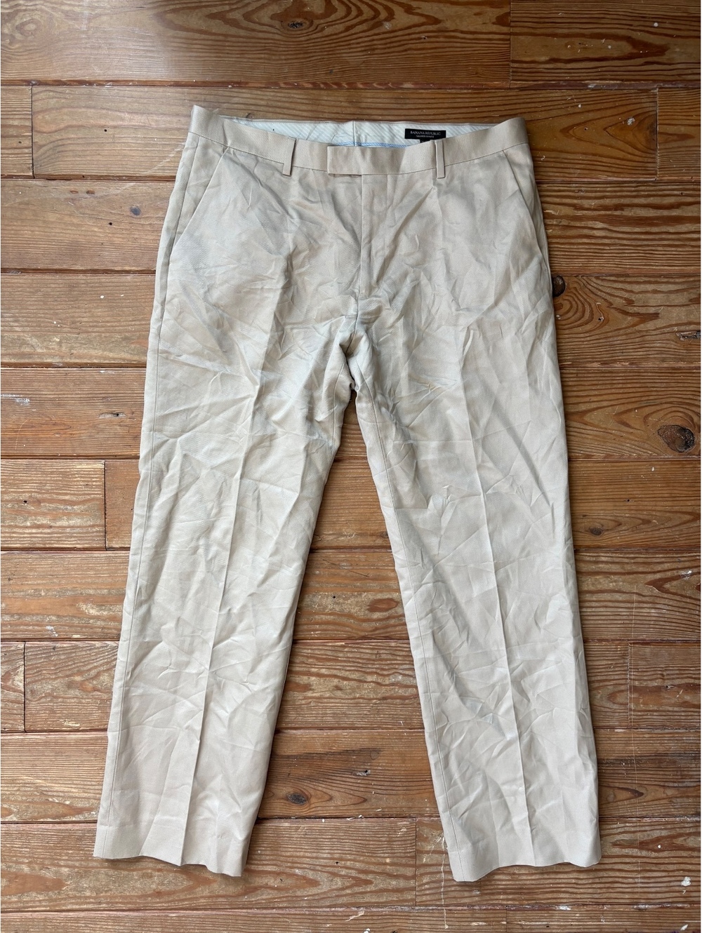 Banana Republic Tailored Slim Fit Khaki Pants 36x32 Cotton Linen Blend